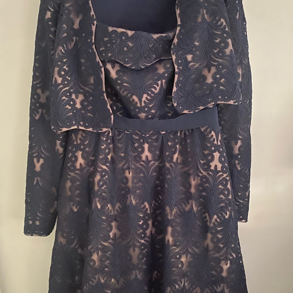 Tadashi Shoji Navy Lace Maxi Dress